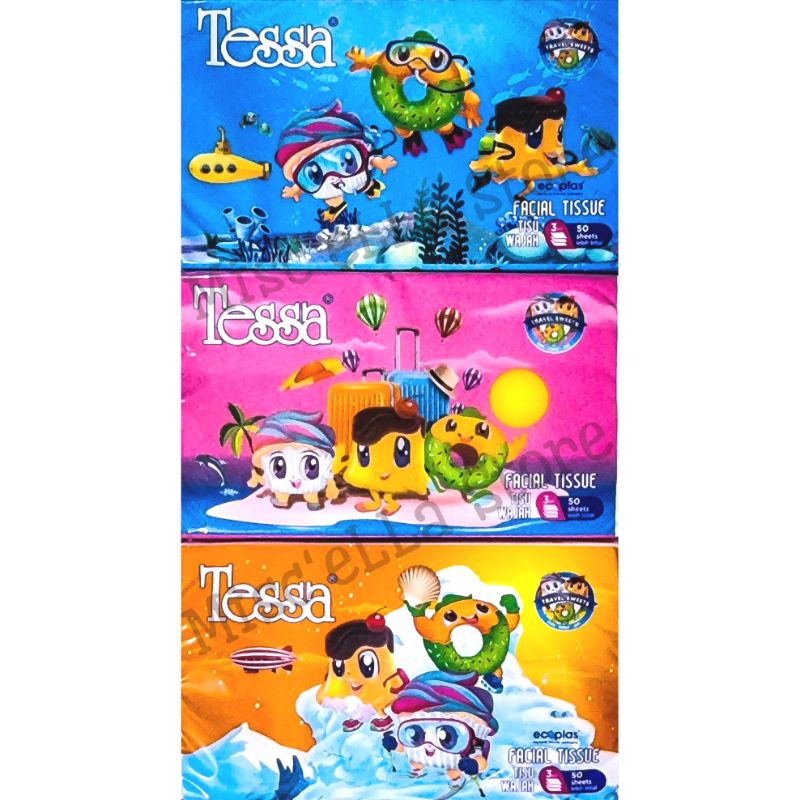 TESSA Travel Pack Tissue Karakter 3 ply ( 50 sheets ) - Random