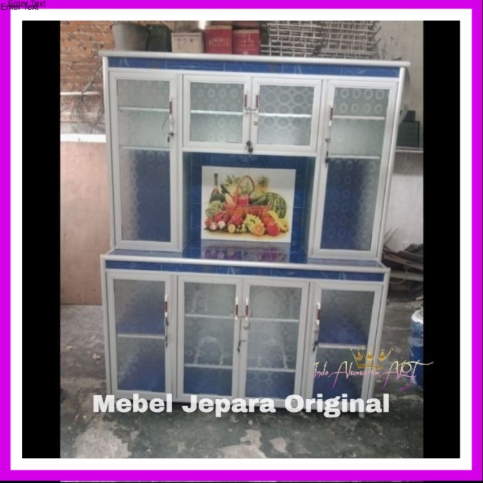 Lemari Dapur Besar - Rak Piring Kaca Aluminium Anti Karat Murah