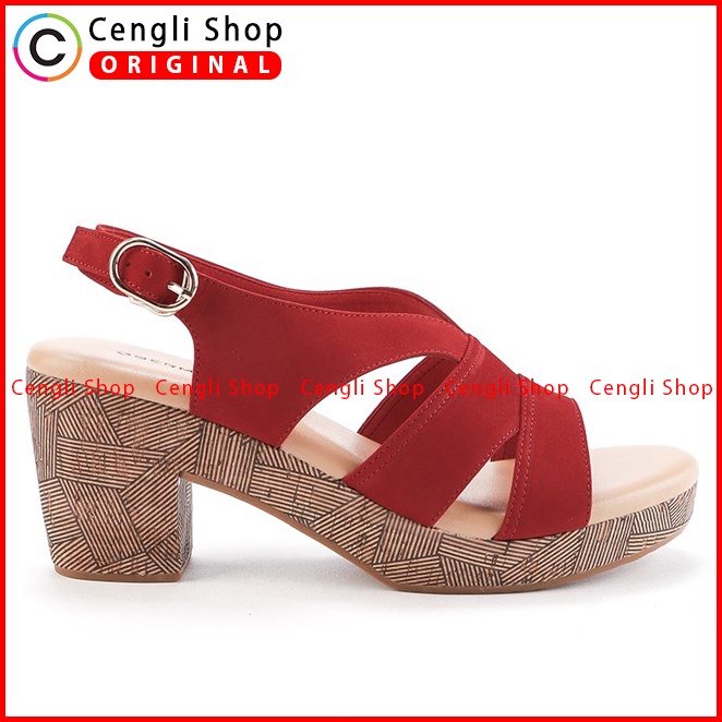 SANDAL HEEL KULIT OBERMAIN HEELS WANITA ORIGINAL SLINGBACK MERAH OW05