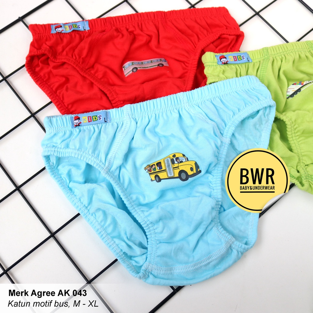 [ 3pc ] AGREE | CD AGREE KIDS AK 043 Motif | Celana Dalam Anak Lembut Karet Kerut