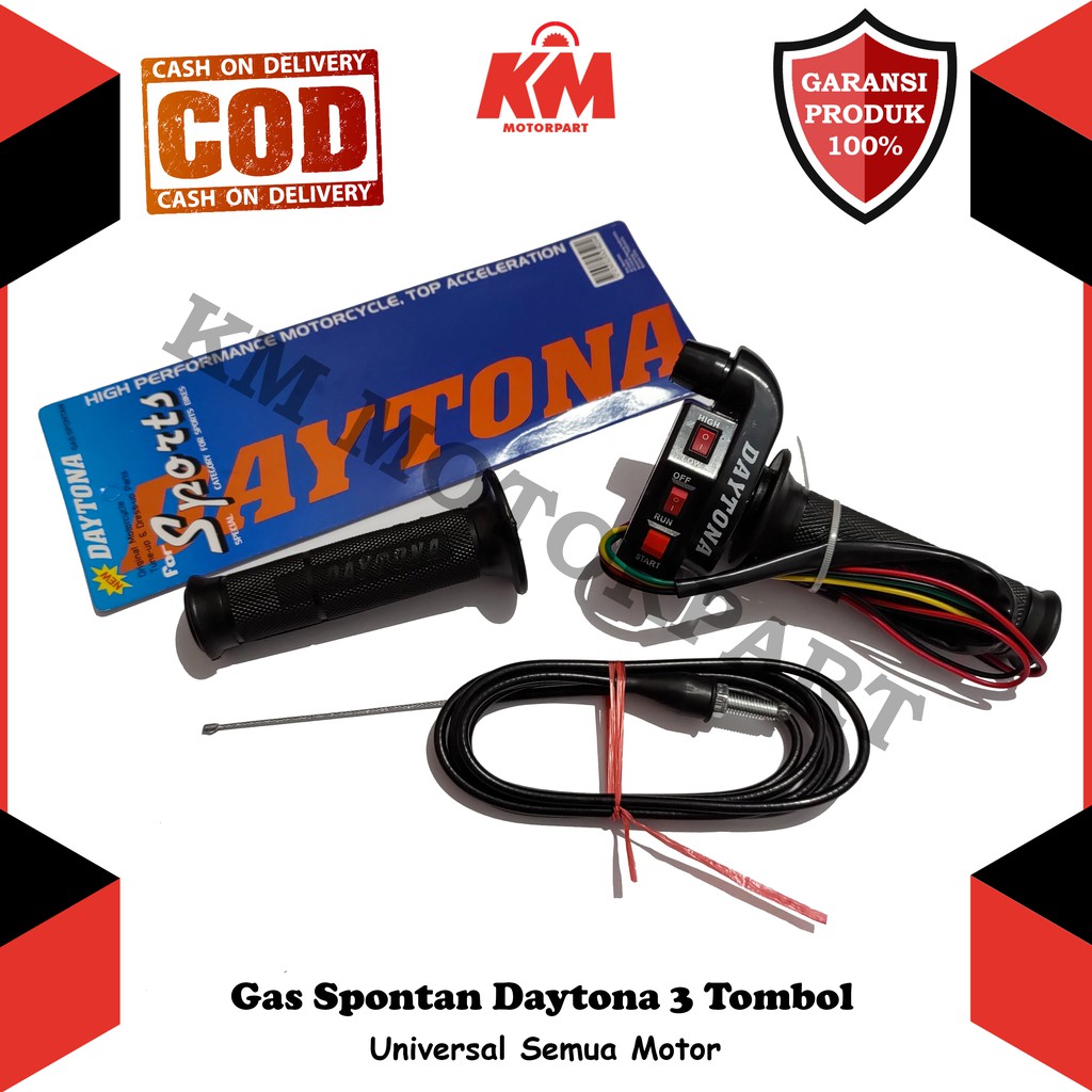 Gas Spontan Daytona 3 Tombol Universal Semua Motor Beat Vario Rx King Vixion R15 NMax Mio Shogun dll