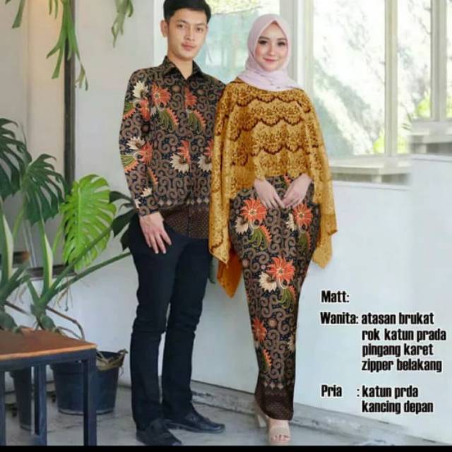 Setelan Batik Couple Pasangan Brukat Cape Rok Panjang Kemeja Bagus Pesta Kondangan