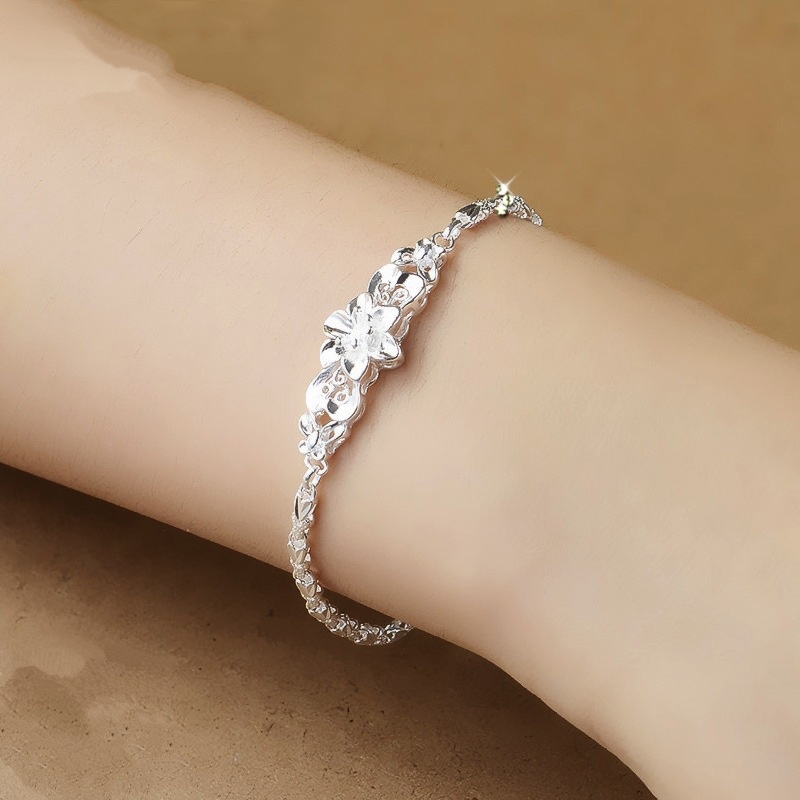 Gelang Desain Butterfly Love Flower Bauhinia Bahan Stainless Steel 925 Gaya Korea Untuk Wanita