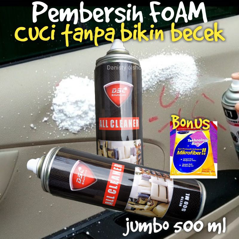 All clear foam all purpose foam 500 ml DSC pembersih jok mobil/plafon mobil/karpet mobil,interior