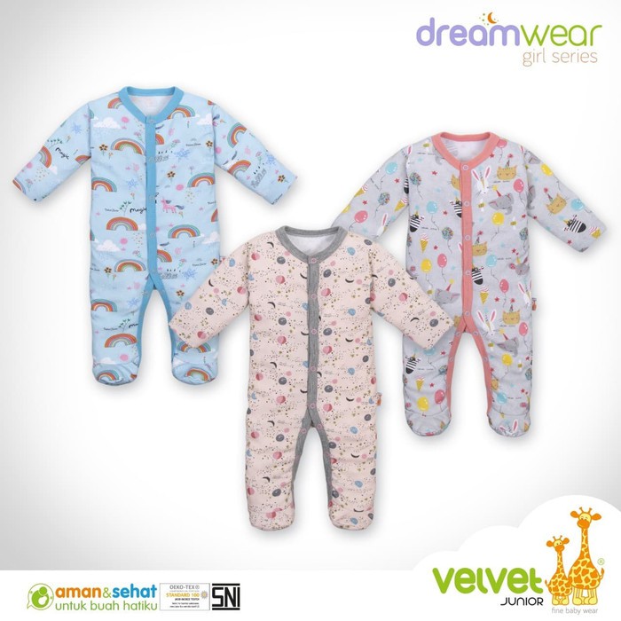 Makassar! Sleepsuit Dreamwear Velvet Kancing Depan