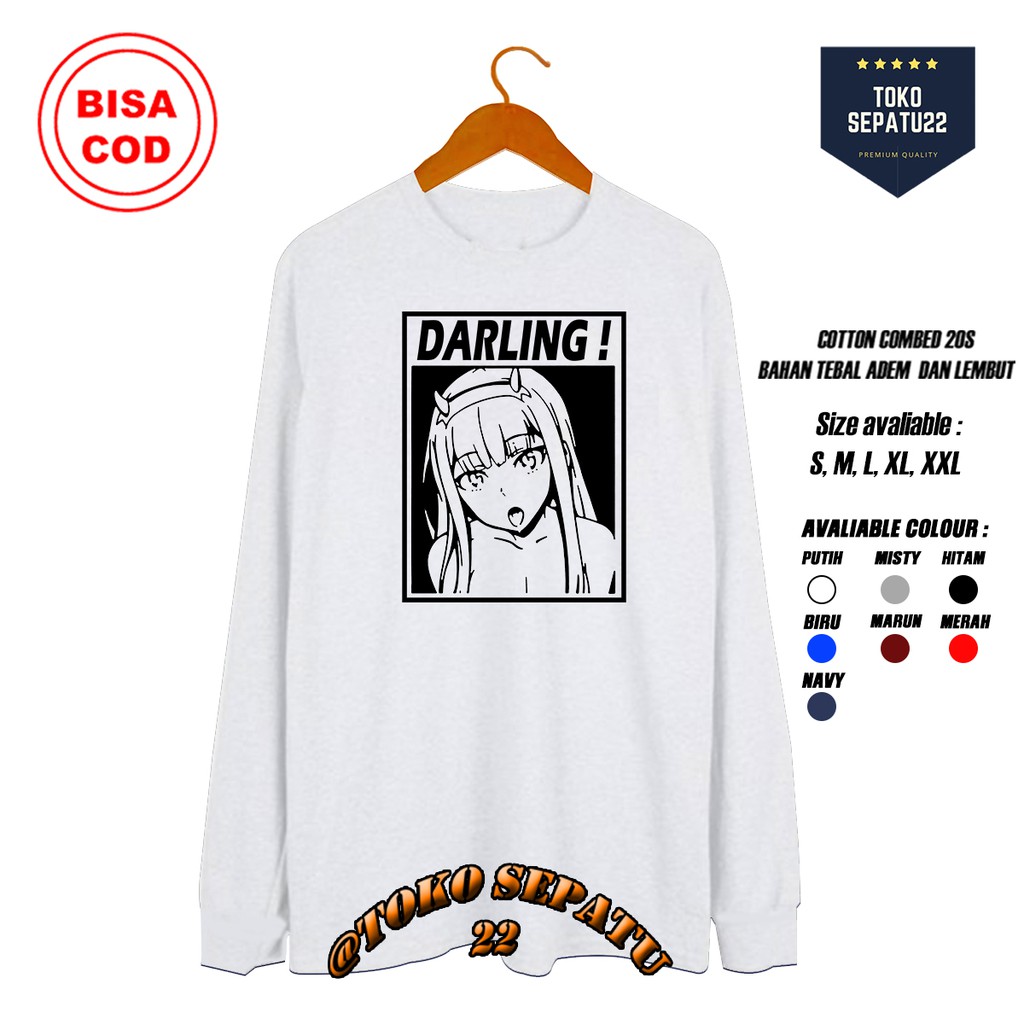 Kaos Anime Lengan Panjang Darling Hentai / Kaos Anime Jepang / Longsleeve / Baju Kaos Pria Wanita