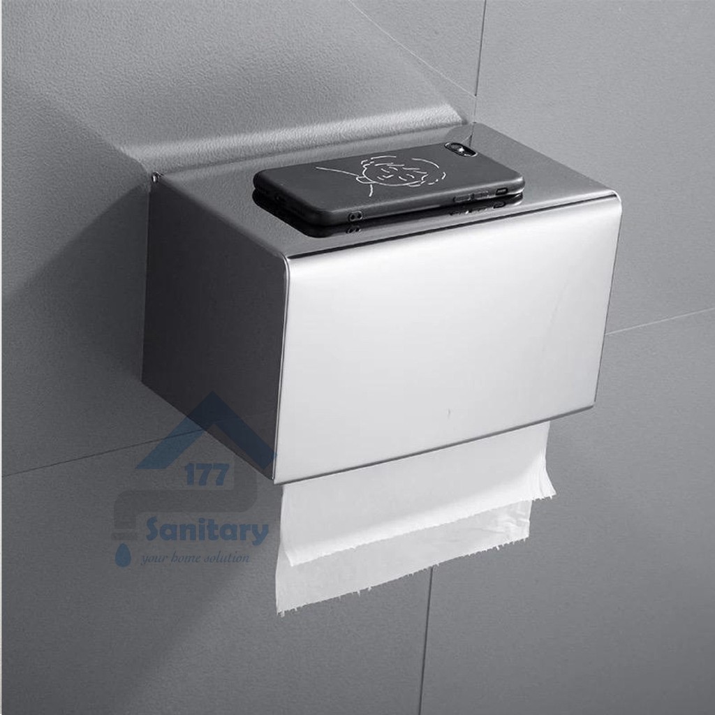 Tempat tisu kotak stainless minimalis K16 -Rak tissue Lembaran tembok tisu gulung rack stenlis segiempat tempat taruh hp/F43
