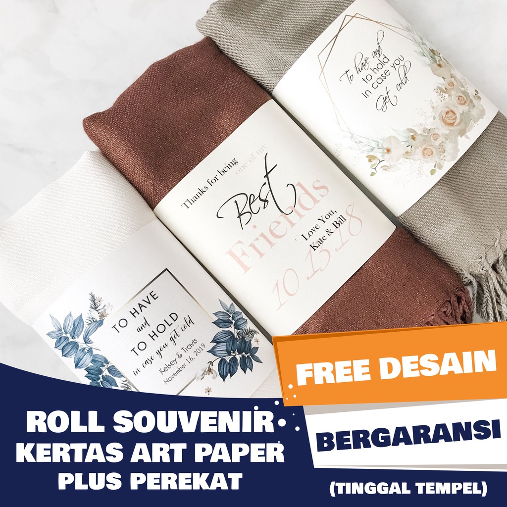 

Roll Hijab Label Belit Pengikat Souvenir Wedding Pernikahan Nama Pengantin Pakaian Baju Kaos Kaki Makanan Packaging Hijab Kertas Art Paper - Plus Perekat