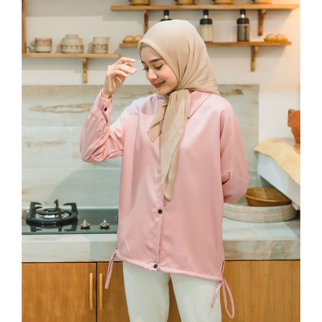 (MGA) KEMEJA ATASAN BLOUSE BECKA KERUT DAILY SHIRT OVERSIZE JUMBO