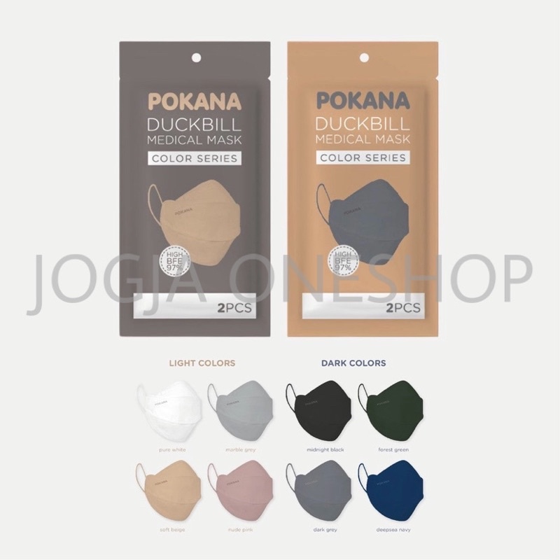 MASKER POKANA DUCKBILL DEWASA 4 PLY SACHET ISI 2 - MASKER POKANA DUCKBILL DEWASA LIGHT COLOUR DARK C