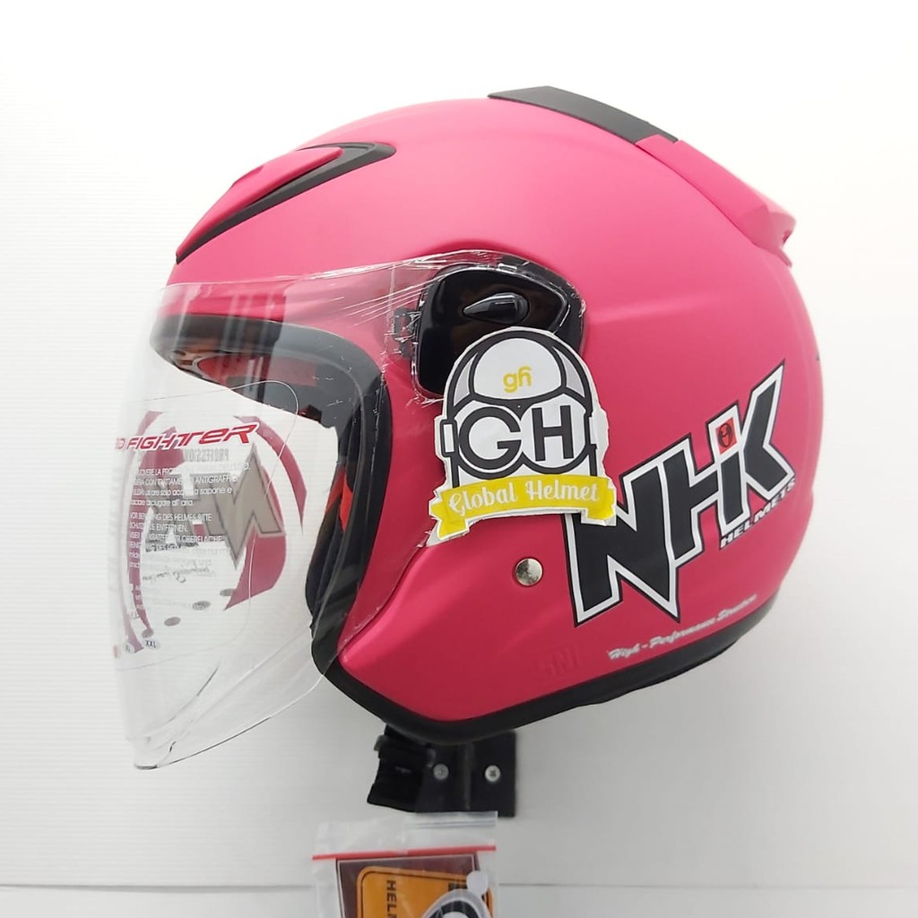 HELM HALF FACE NHK R6 NHK R-6 SOLID PINK MAGENTA DOFF