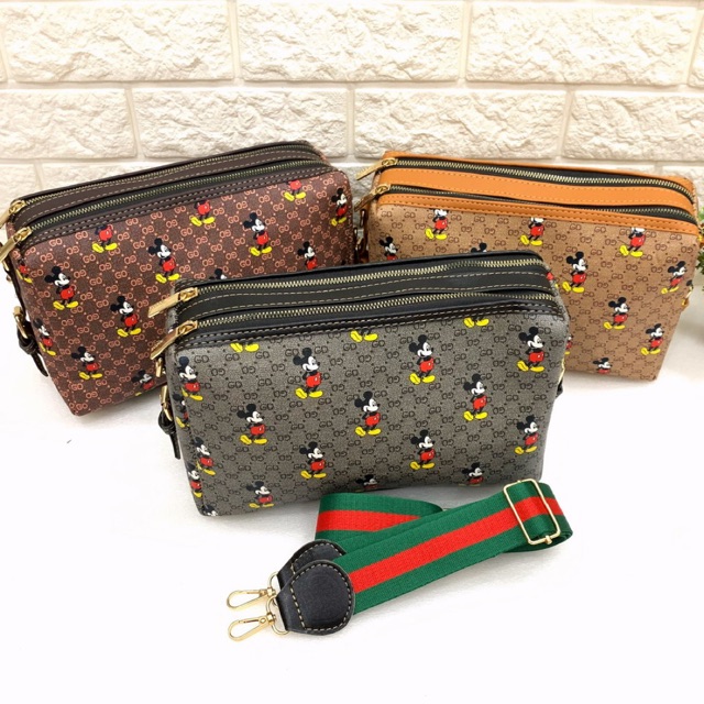  Tas  Gucci  DRONE mickey  mouse tas  selempang  wanita slingbag 