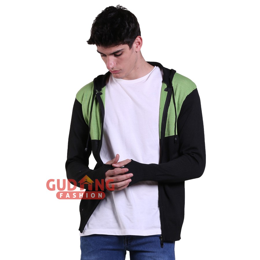 Jaket Rajut Hitam Hijau - SWE 653