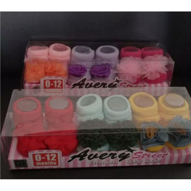 AVERY STREET BUNGA - TONIEMARIE - KADO BABY - AVERY STREET PREMIUM BABY SOCKS - KAOS KAKI BABY BOX