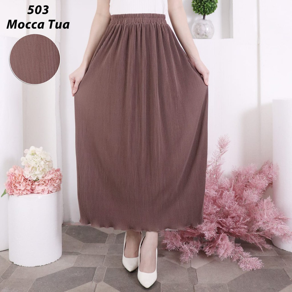 ROK PLISKET MURAH 503 LUVALINE ROK PLISKET PANJANG PLEATED SKIRT FLARE SKIRT MAYUNG FLOWY REMPEL