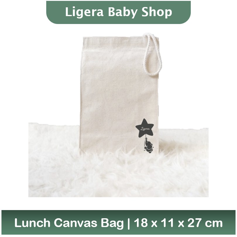 LIGERA Premium Lunch Canvas Bag / Packaging Kado Hadiah Alat Makan Anak (Tas Bekal Serbaguna)