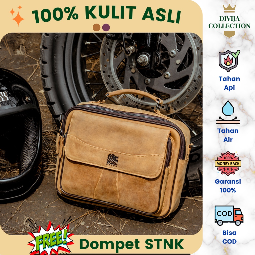 Tas Kulit Selempang Kerja Pria Besar Kualitas Import Kulit Sapi Asli Premium Exclusive Aesthetic Pol