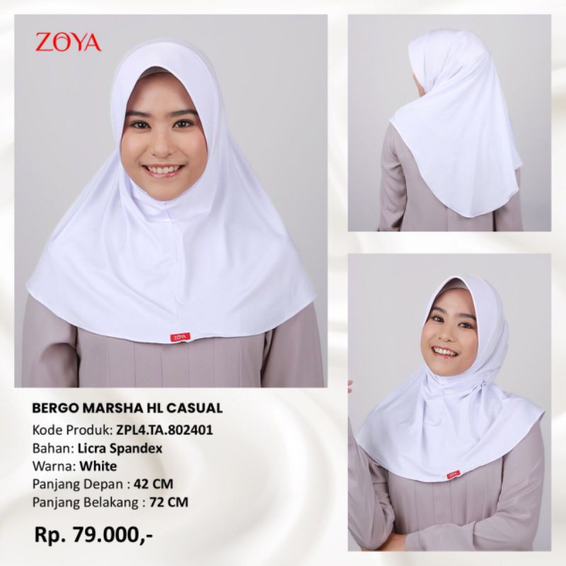 Original Zoya Bergo Marsha HL Casual Instan | Bergo Sekolah Zoya