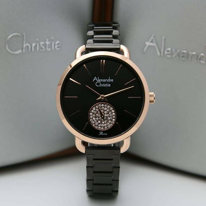 Jam Tangan Alexander Christie Wanita original rosegold black ac2907