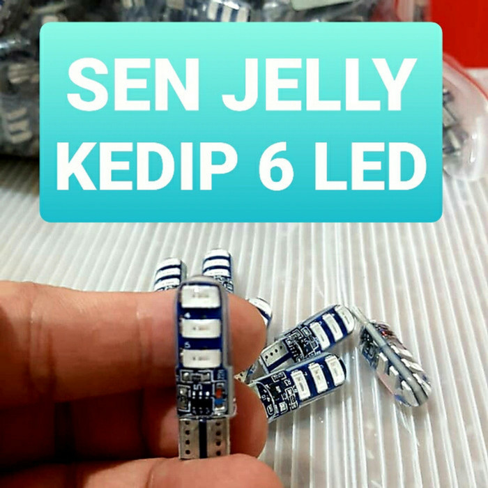 Lampu LED T10 Jelly Flash Kedip 1 pcs  / Lampu Sein Senja Stop Jely LED 1 Pcs - Putih-2