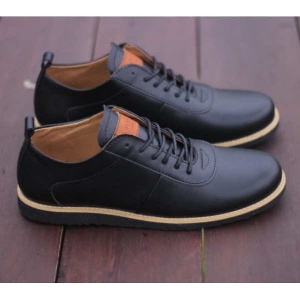 ENOZ X GLDO - Sepatu Fantofel Sneakers Hitam Pria Casual Kasual Spatu Snaker Pantofel Cassual Formal Kerja Kuliah Sekolah Cowo Kulit PU Sintetis Premium Berkualitas Original Sapatu Kets Laki Laki Remaja Dewasa Keren OOTD Kekinian