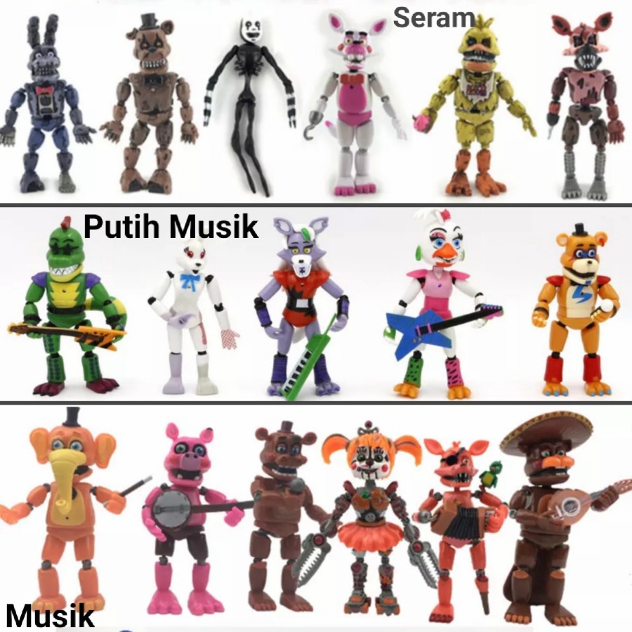 UC78NA Figure fnaf full altikurasi freddy five nights 6pc topper kue game fnaf figur mainan security