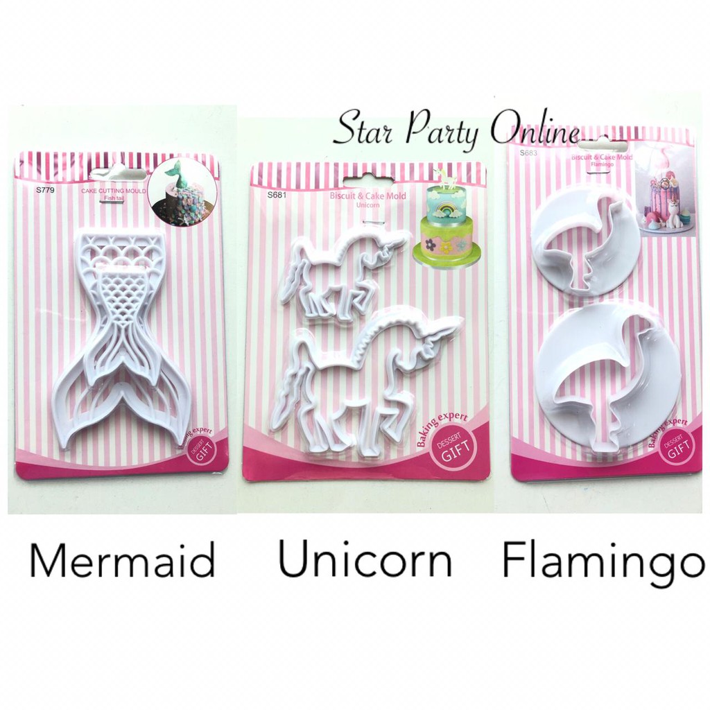 Cookies Plunger Mermaid /Cookies Plunger Unicorn /Cetakan Flamingo /Cookies Cutter Plunger