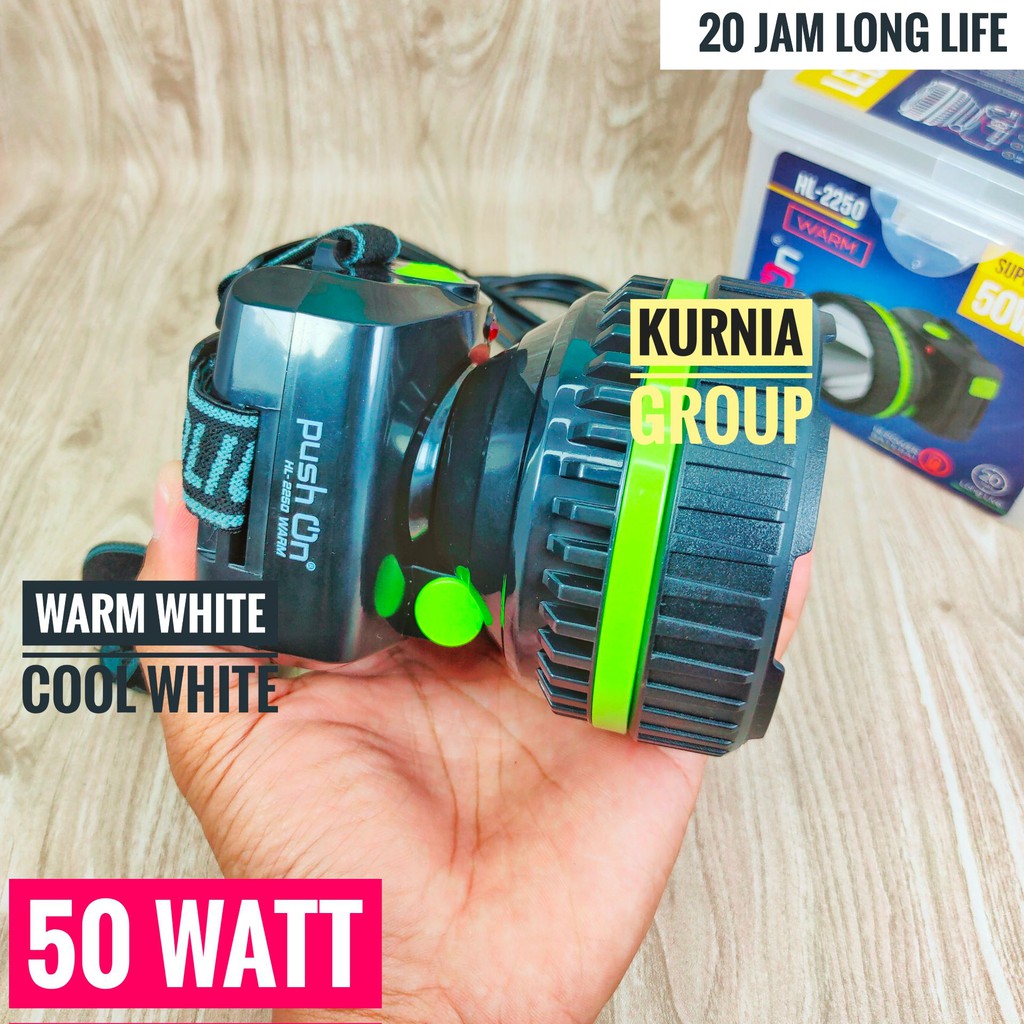 SENTER KEPALA 50W HEAD LAMP PUSH ON SUPER JOSS TERANG NYA CAS HEADLAMP BELOR BERBURU BESAR HL-2250