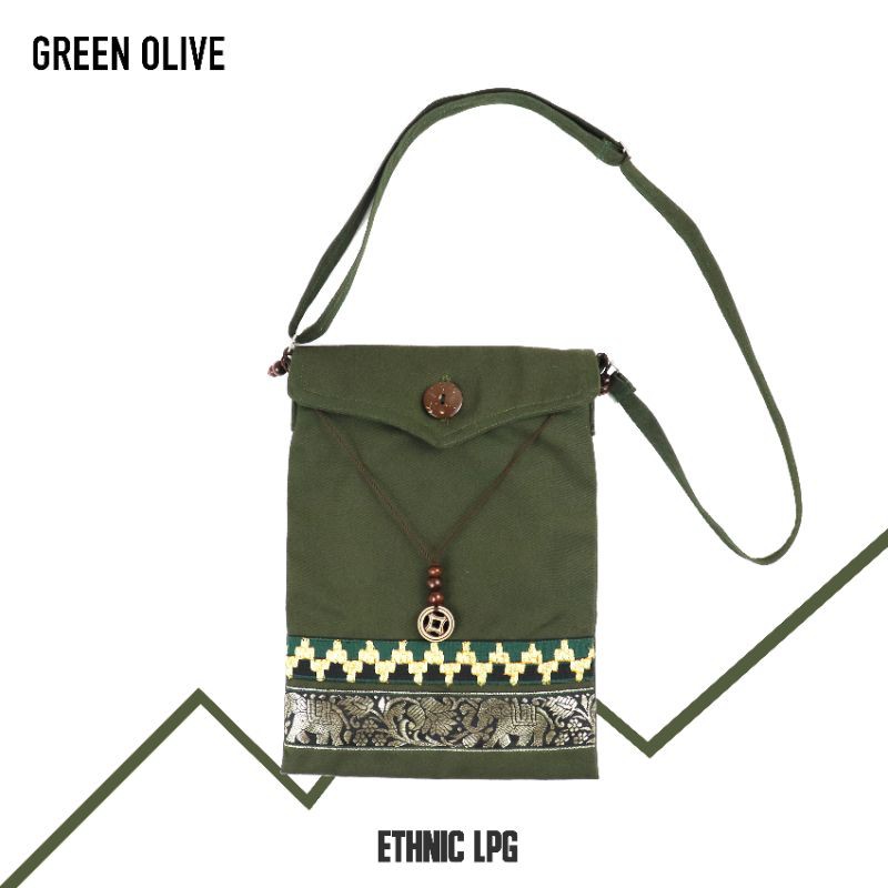 Tas Selempang Tapis | Green Olive Ethnic Lpg Tipe SB-GOPETIK | Slingbag Etnik