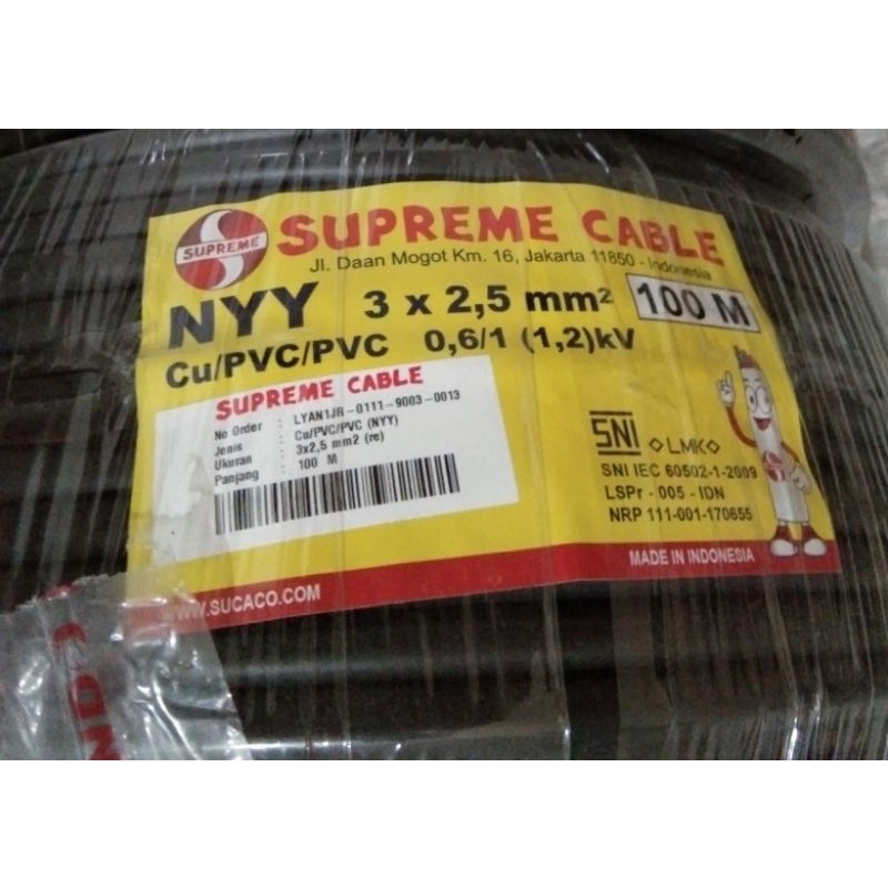 Kabel NYY tunggal 3x2,5 Supreme,kabelindo,kabelmetal jembo @100 meter