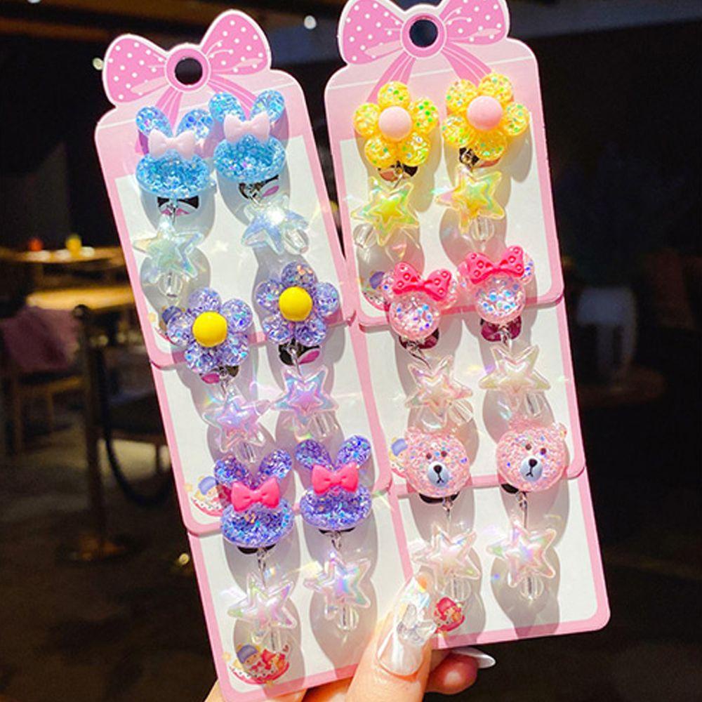 [Elegan] Klip Telinga Anak Lucu Untuk Perempuan Strawberry Bear Cartilage Clip Rumbai Kelinci Clip On Earrings