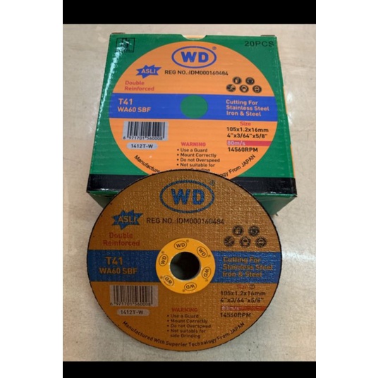 WD 4inch mata gurinda potong besi 1 box isi 20pcs