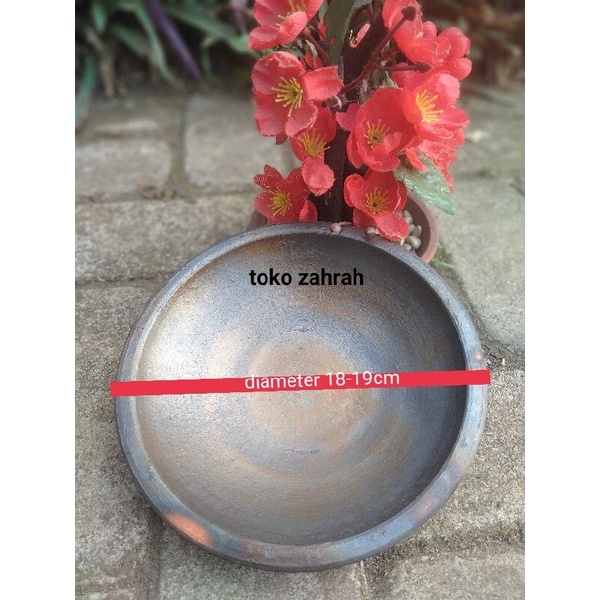 Cobek Tanah Liat Hitam Tebal ukuran 18cm 20cm