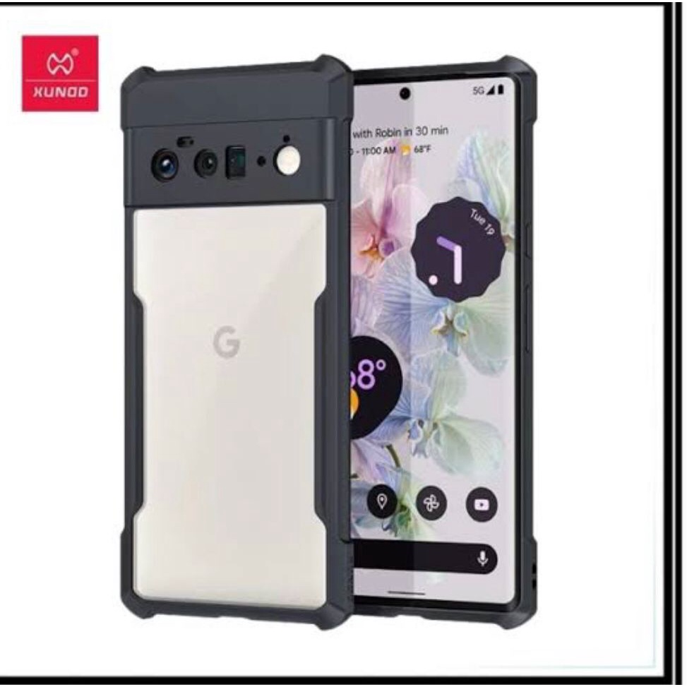 CASE GOOGLE PIXEL 6 PRO XUNDD BEATLE ORIGINAL SOFT HARD CASE HYBRID ARMOR - CLEAR LIST BLACK