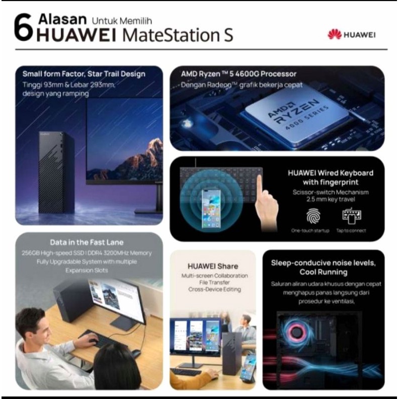 Huawei MateStation S AMS Ryzen 5 8/256GB PC Garansi Resmi