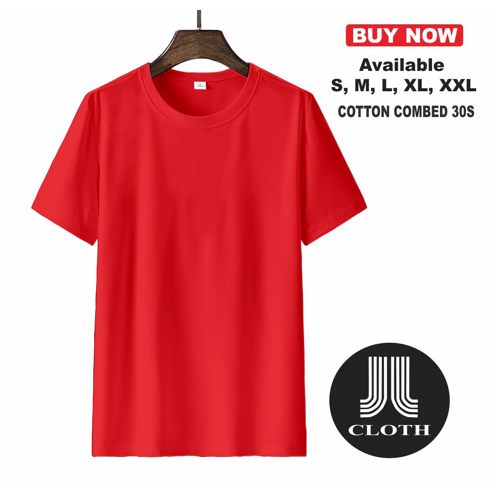 KAOS POLOS COTTON COMBED 30s WARNA MERAH SIZE S M L XL