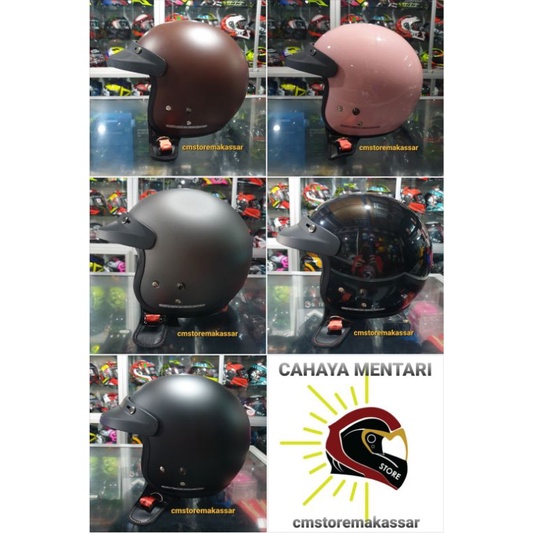 Helm NCH Carglos Retro Bogo Retro Murah SNI Bisa COD Hitam Buram Army