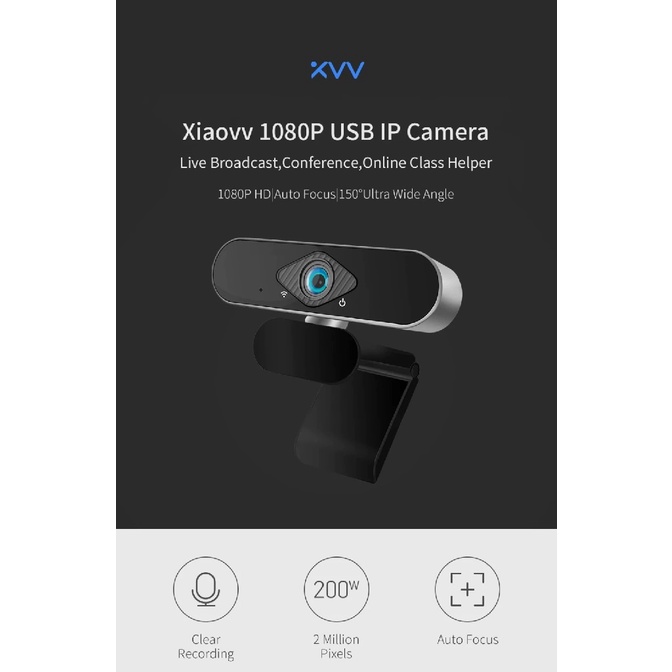 XIAOVV HD Web USB Camera - Webcam 2MP Auto Focus Ultra Wide Angle - Kamera WebCam untuk Laptop Komputer PC