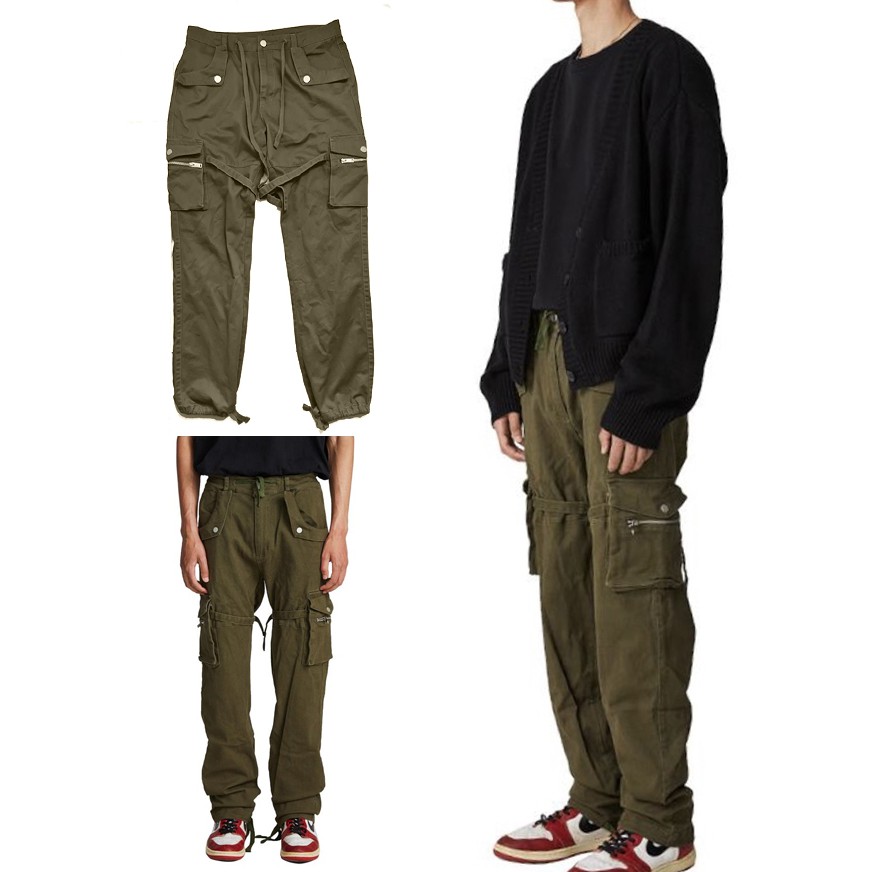 SACAI Cotton Cargo Pants Green Trousers Pocket Military Tech Work Wear