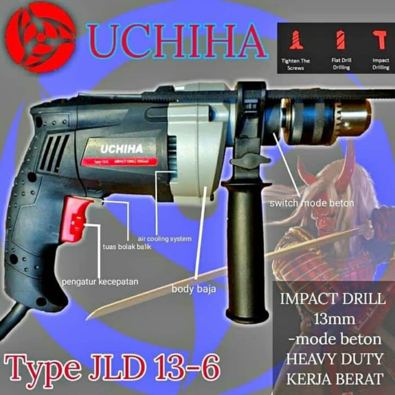 Promo Mesin Bor terbaru dari Uchiha Koper 13 mm Impack Drill Type 13-7tertinggi....