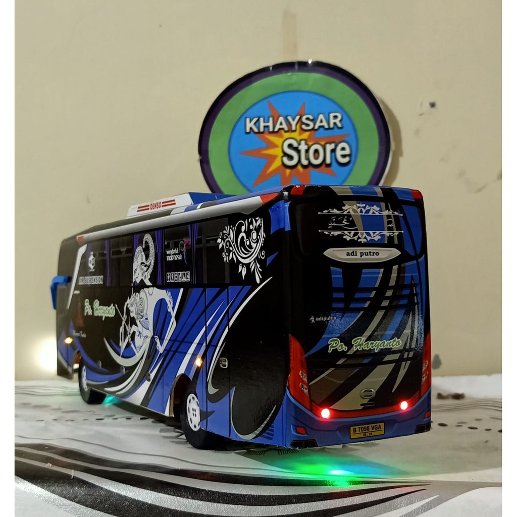 miniatur bus HARYANTO Rama Shinta BIRU PLUS LAMPU