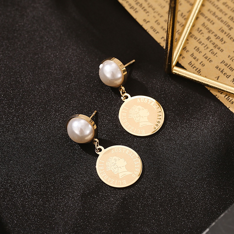 Anting stud elisabelt mutiara titanium korea anti karat