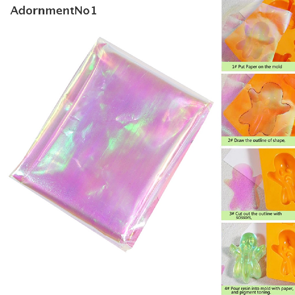 (AdornmentNo1) Kertas Film Epoxy Resin Efek Laser Iridescent Untuk Membuat Perhiasan DIY