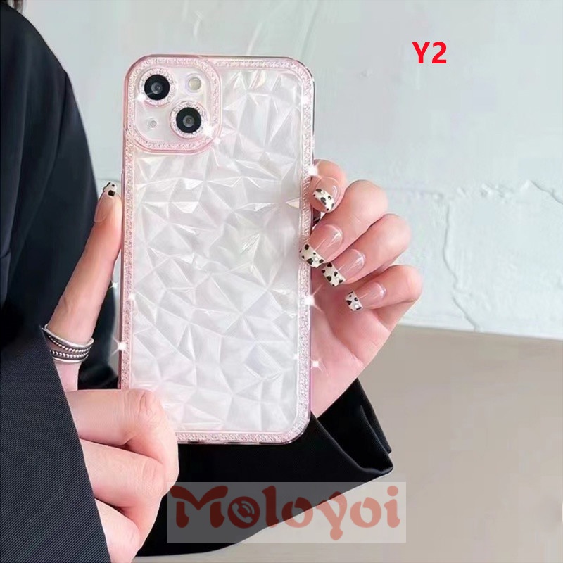 Soft Case TPU Transparan Motif Berlian 3D Untuk IPhone 14 XR 7Plus 11 14 Pro MAX 6 6s Plus 8Plus X XS MAX 7 8 SE 2020