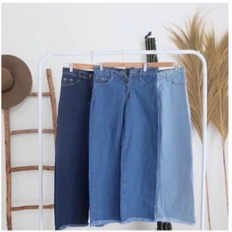 Celana Kulot Rawis Denim Terlaris Jumbo Size 27-34