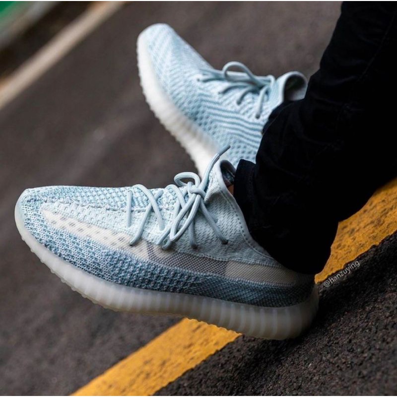 Sepatu Adidas Yezzy Boost 350 V2 Blue Angel Cloud White Biru Putih Premium
