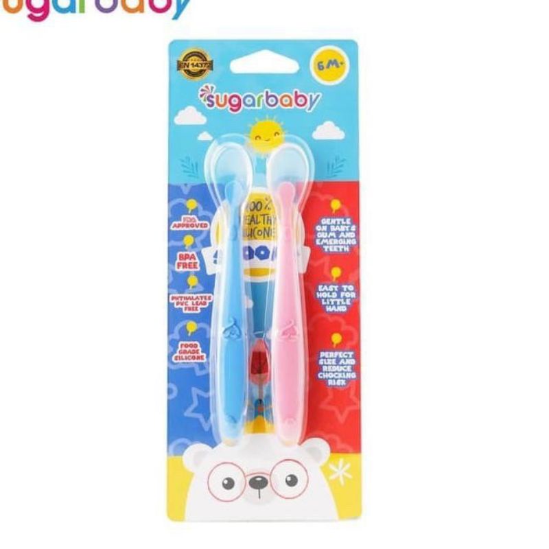 SENDOK SILIKON BAYI - SUGAR BABY HEALTHY SILICONE SPOON ISI 2