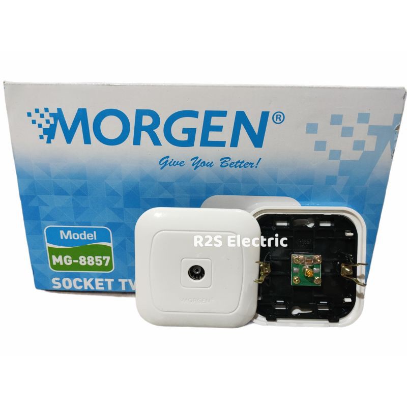 IB Socket TV Antena Morgen White / soket  (MG 8857) colokan antena tembok saklar jek tv antena tanam