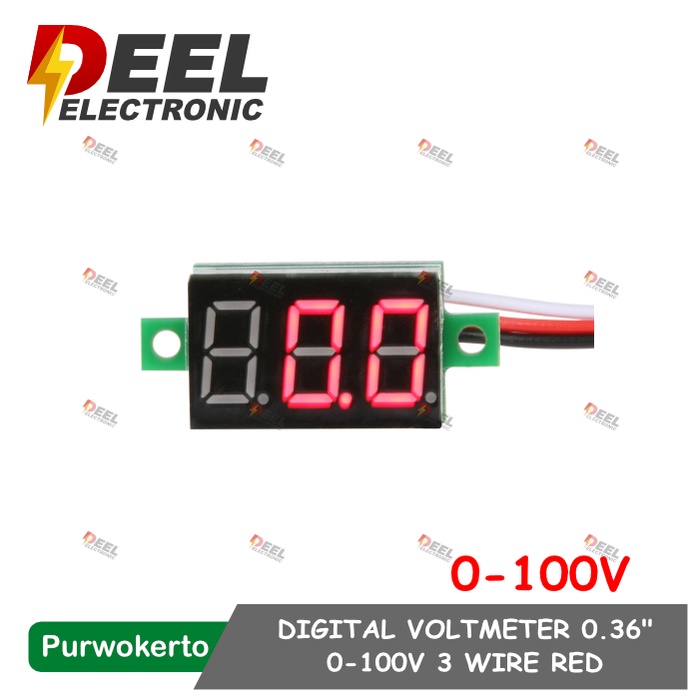 VOLTMETER MINI 0.36 INCH 0-100V 3 WIRE RED DIGITAL VOLTMETER MERAH