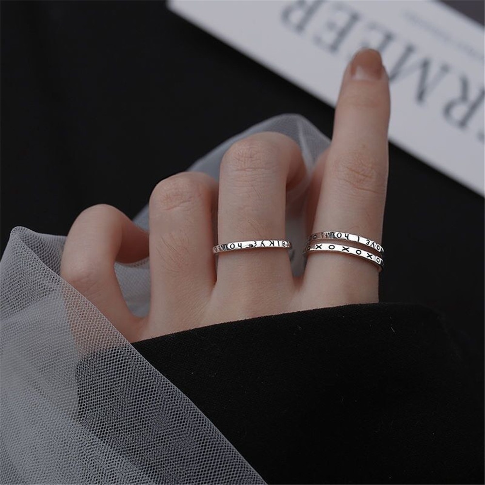 【COD Tangding】2pcs / Set Cincin Jari Telunjuk Model Terbuka Desain Simple Untuk Wanita Element